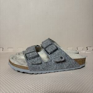 Birkenstock Arizona Wool Felt Cozy Shearling Sandals Gray EU 39/US Womens 8